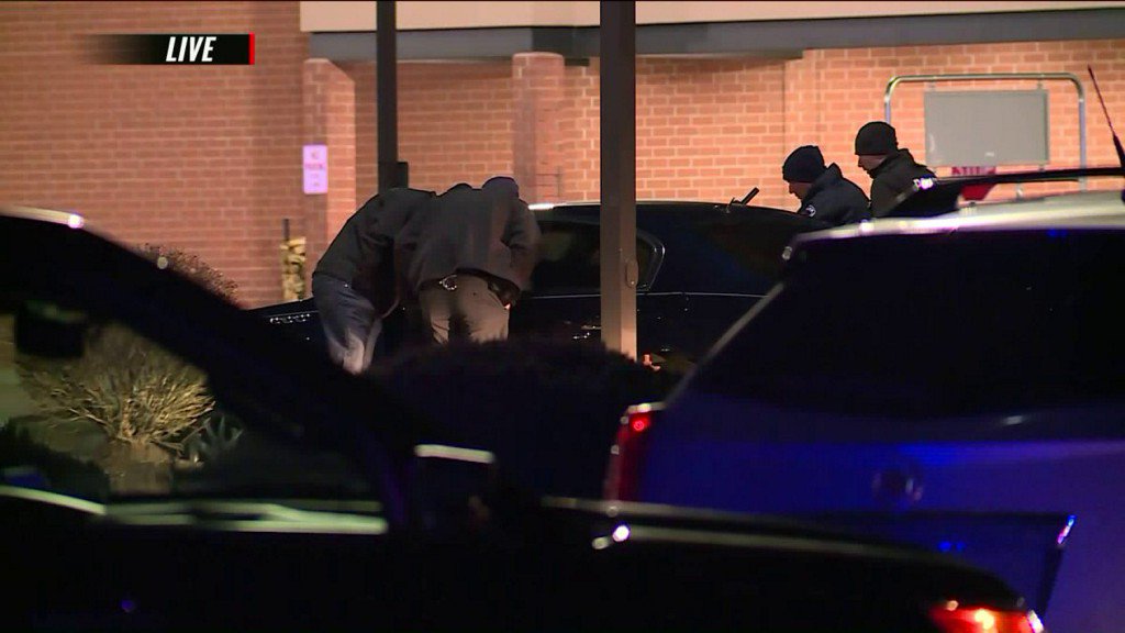 St. Ann where there’s a heavy police presence in the parking lot of a Shop ’n Save at St. Charles Rock Road and St. Timothy Lane. Police have traffic blocked off from entering the grocery store lot. Police seem to be concentrated on a car near the front entrance of the store