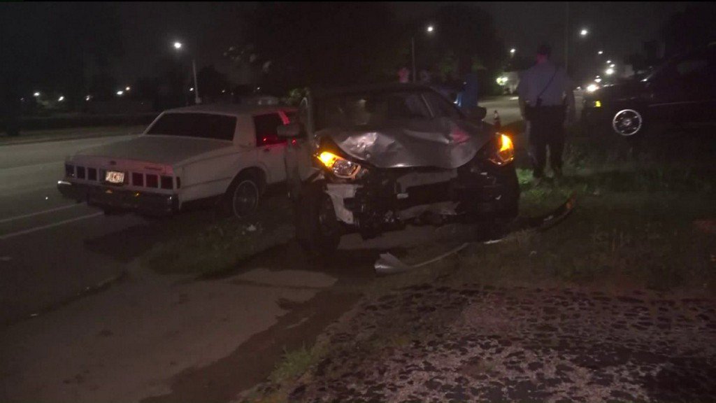 Police were called to a scene in north St. Louis around 1:40 a.m. Thursday. Police say a driver knocked down two light poles after hitting them at North Broadway and Harlan Avenue. The driver then crashed into two parked car