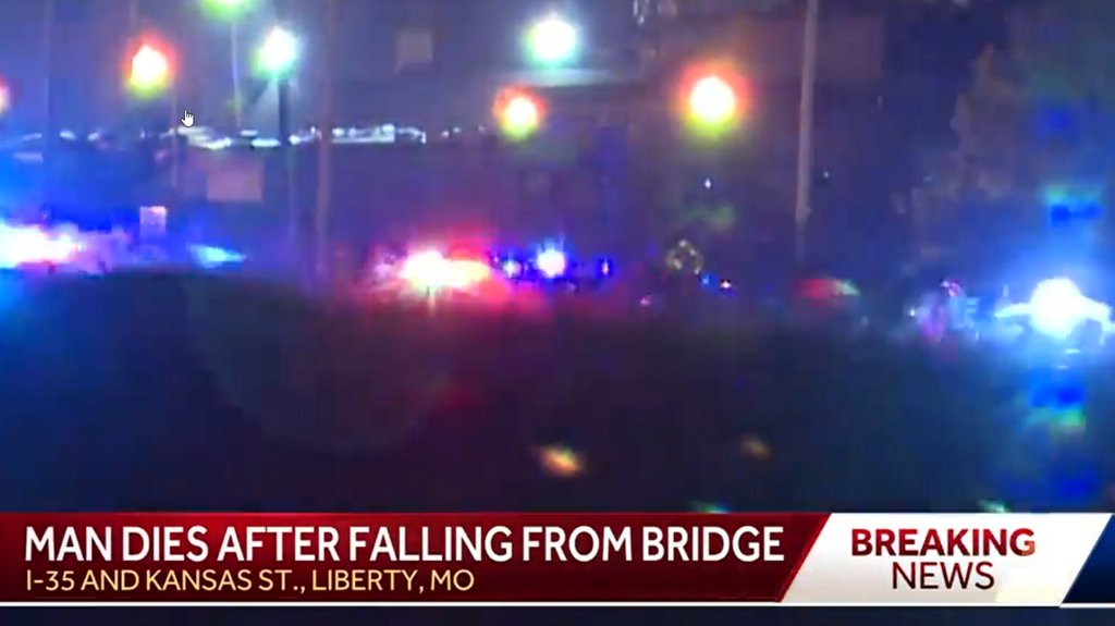 A death investigation is going on in Liberty after a man fell from a bridge over Kansas Street and Interstate 35 around 10 p.m. Sunday night