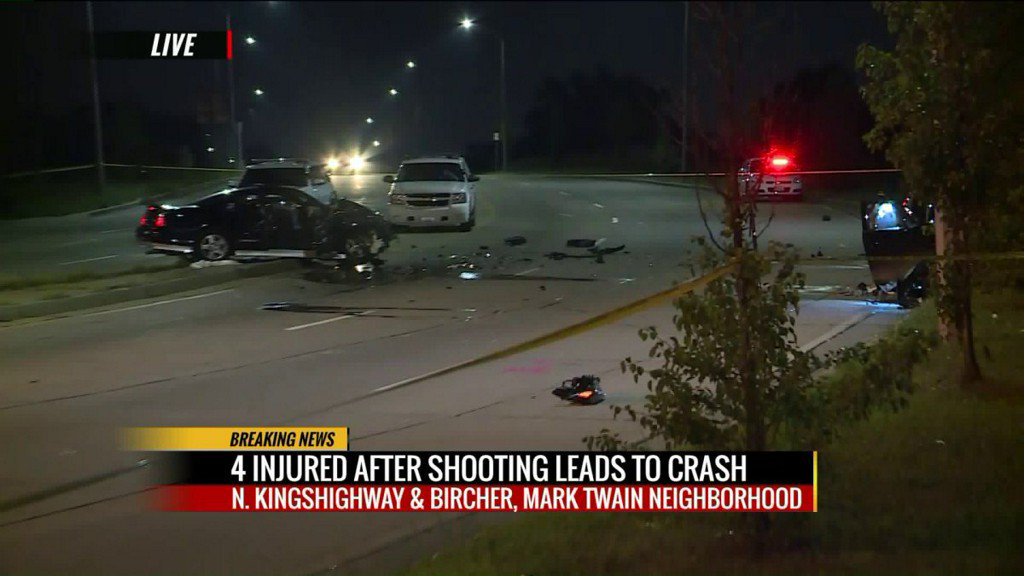 Police is investigating a shooting that caused a multi-vehicle accident at Kingshighway and Bircher Boulevard Monday night 
