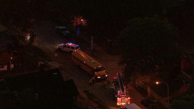 Police and a fire truck were seen on a north St. Louis street after a school bus crash early Monday morning.