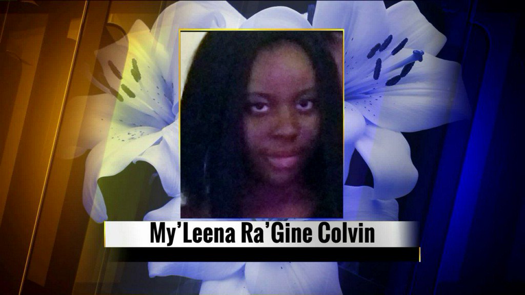 Authorities say an intruder has shot and killed My’Leena Ra’Gine Colvin, 20 after forcing open the back door of a suburban St. Louis apartment