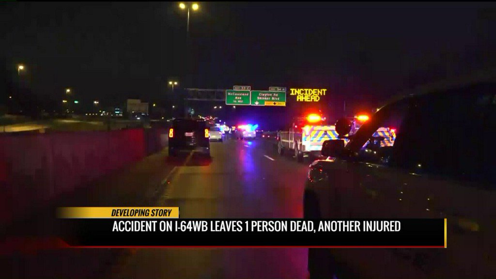 Ne person is dead after a crash involving a pickup truck on westbound I-64 near Clayton road. The accident happened at around 4:30am Sunday.