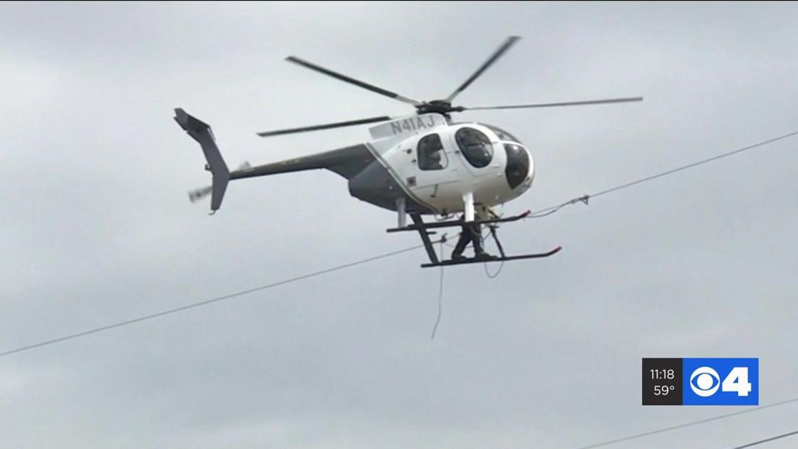 Crews in low-flying helicopters working on power lines catch the eyes of South County residents