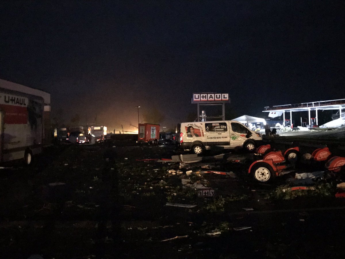 Damage from our viewpoint is awful. Downed power lines, twisted metal, debris everywhere