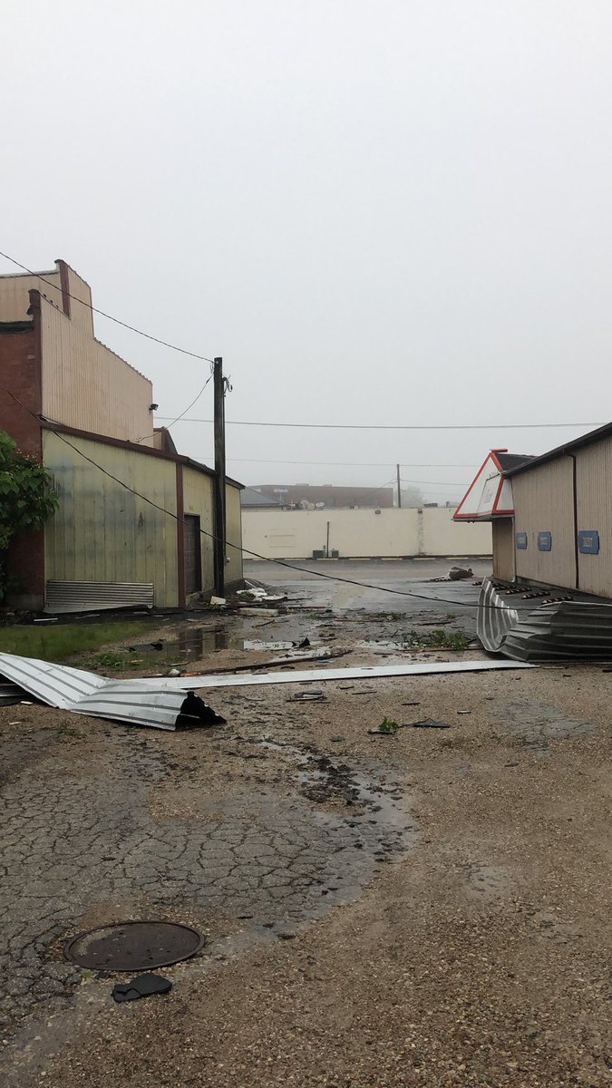 Eldon, Mo. a lot of structural damage is seen in the main area of town   