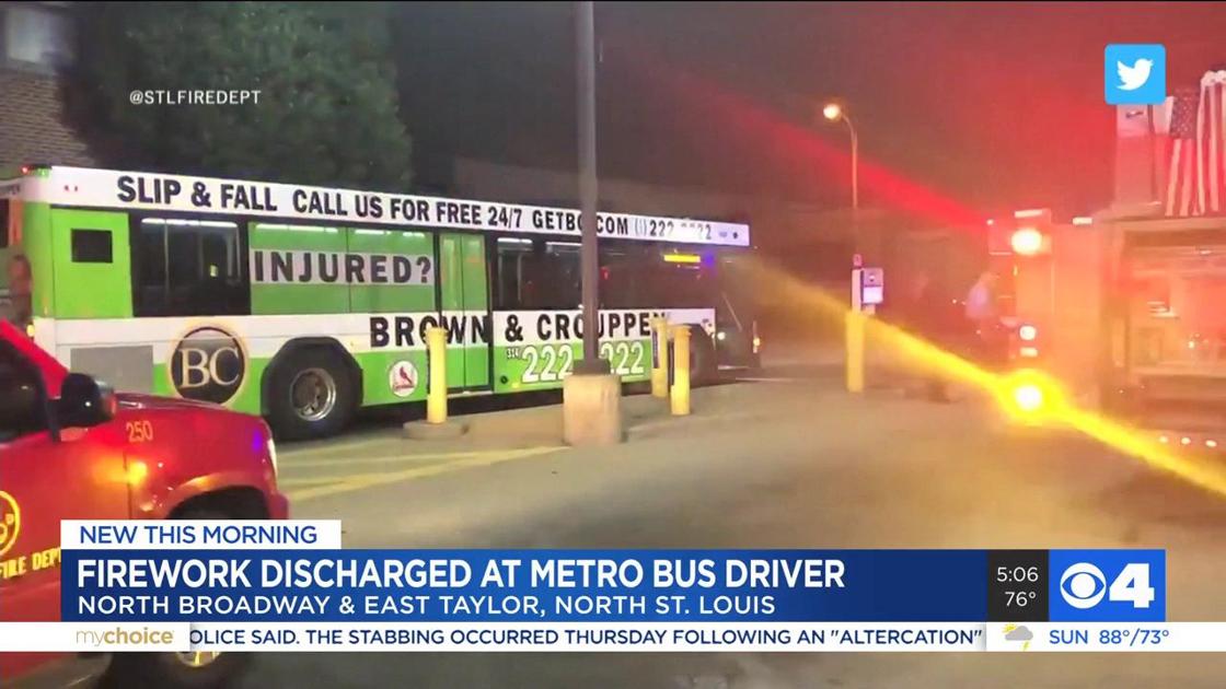 Fireworks were aimed at a Metro Bus driver in North City on the Fourth of July, according to the St. Louis fire department.