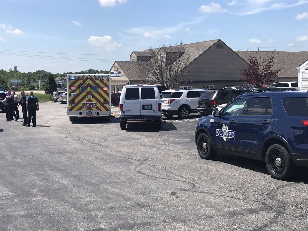 Police investigating shooting near 64th Terr. and Cosby. Woman was loaded into the ambulance. An officer tells she was not injured. She was the one who witnesses say fired a shot above the license bureau towards the sky. 