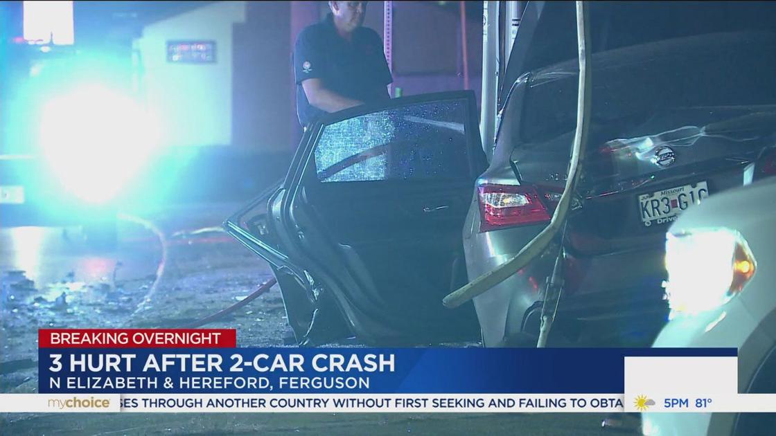 3 people rescued following fiery crash in Ferguson. Three people were taken to the hospital after being rescued