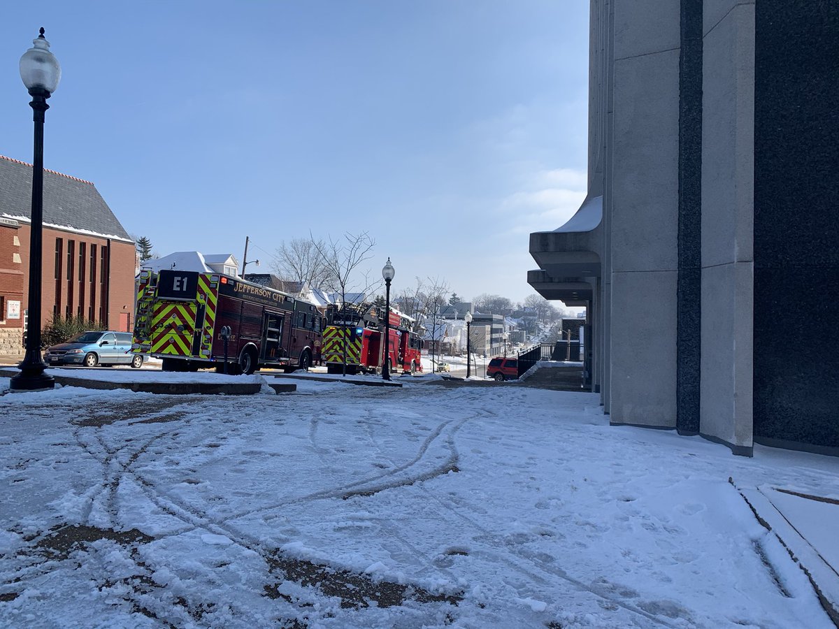 Emergency personnel are clearing out after a coffee pot caught on fire in the building at 400 E High Street. Everyone is fine and back in the building. A firefighter on scene said the fire was out before they arrived. 