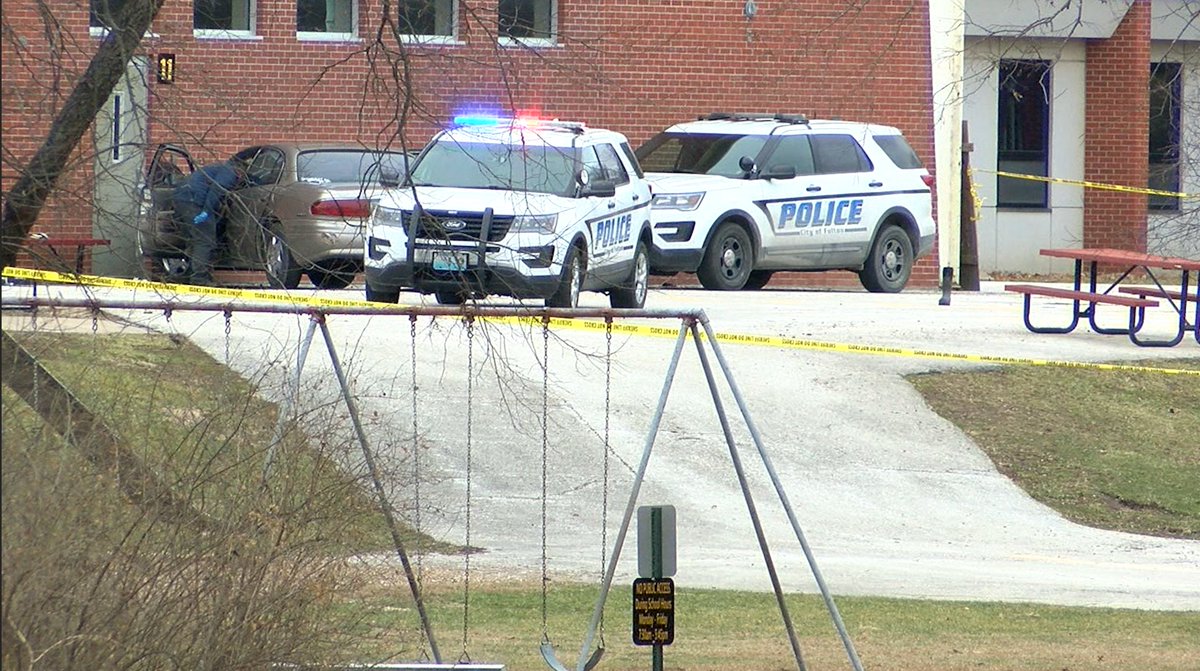 It appears Fulton police officers are still on scene behind McIntire Elementary School, investigating an officer-involved shooting. A sedan appears to be the focal point of search efforts