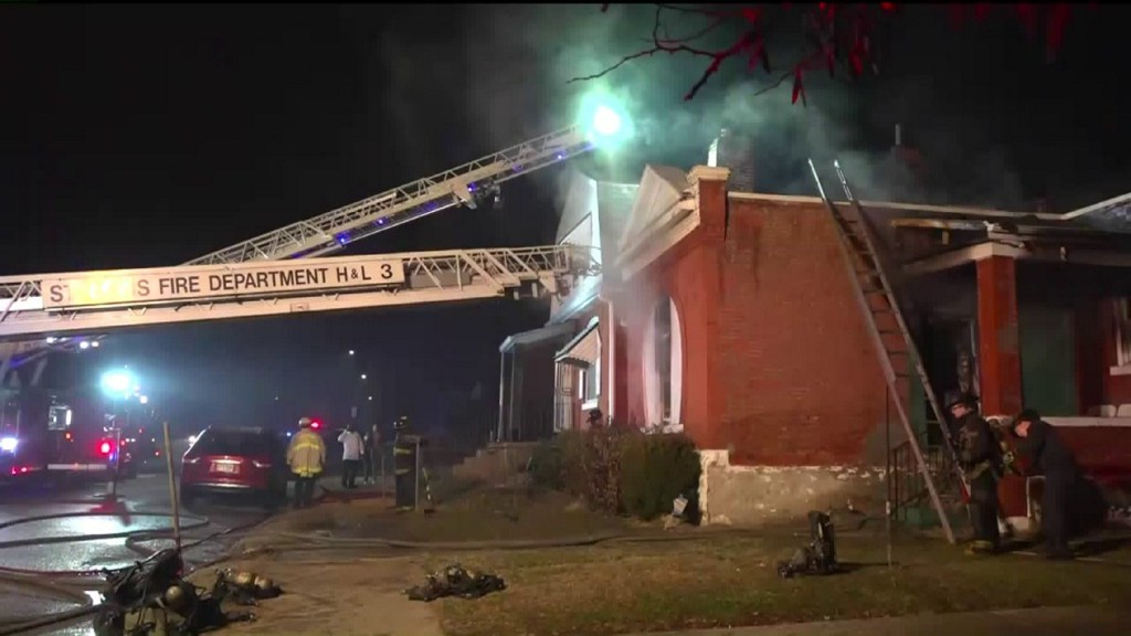 One family is displaced after a fire in the Penrose neighborhood in north St. Louis.