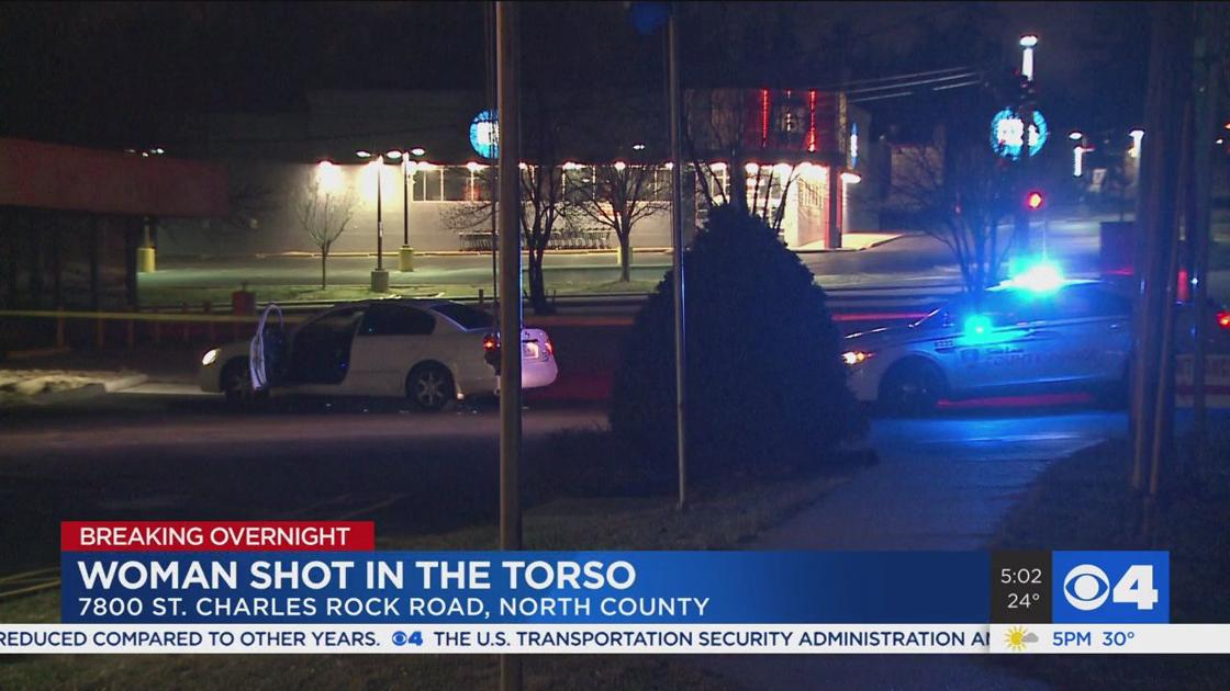 Woman flags down officer after being shot in North County overnight  near a home in the 7800 block of St. Charles Road 