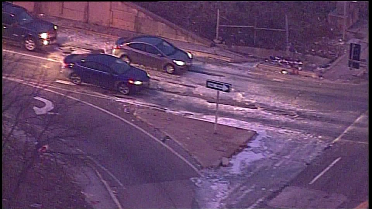 Several inches of ice reported on this ramp 170 to Airport Rd, getting reports crews investigating if a water main break might have caused this 