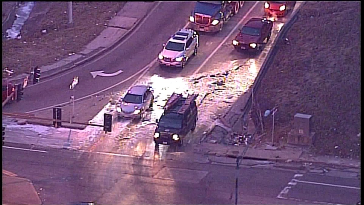 Several inches of ice reported on this ramp 170 to Airport Rd, getting reports crews investigating if a water main break might have caused this 