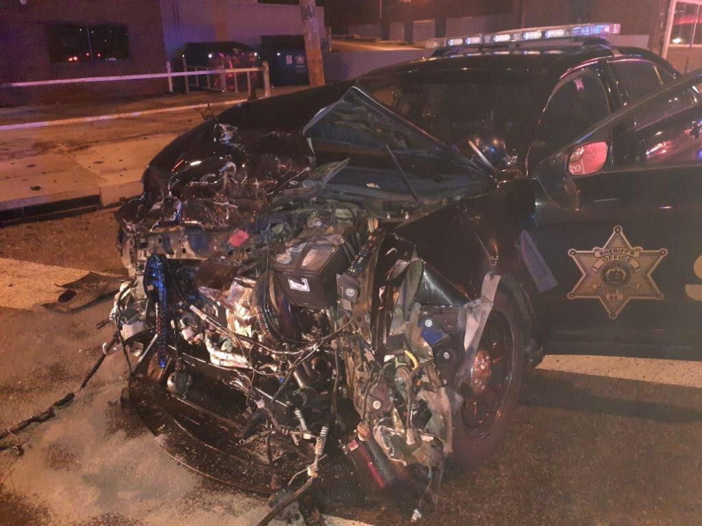 SW Blvd and Broadway a @JCSheriffOffice Deputy and suspected impaired driver collided. Both drivers were transported to hospital for minor injuries.  Deputy was treated and released. Other driver still at hospital. 