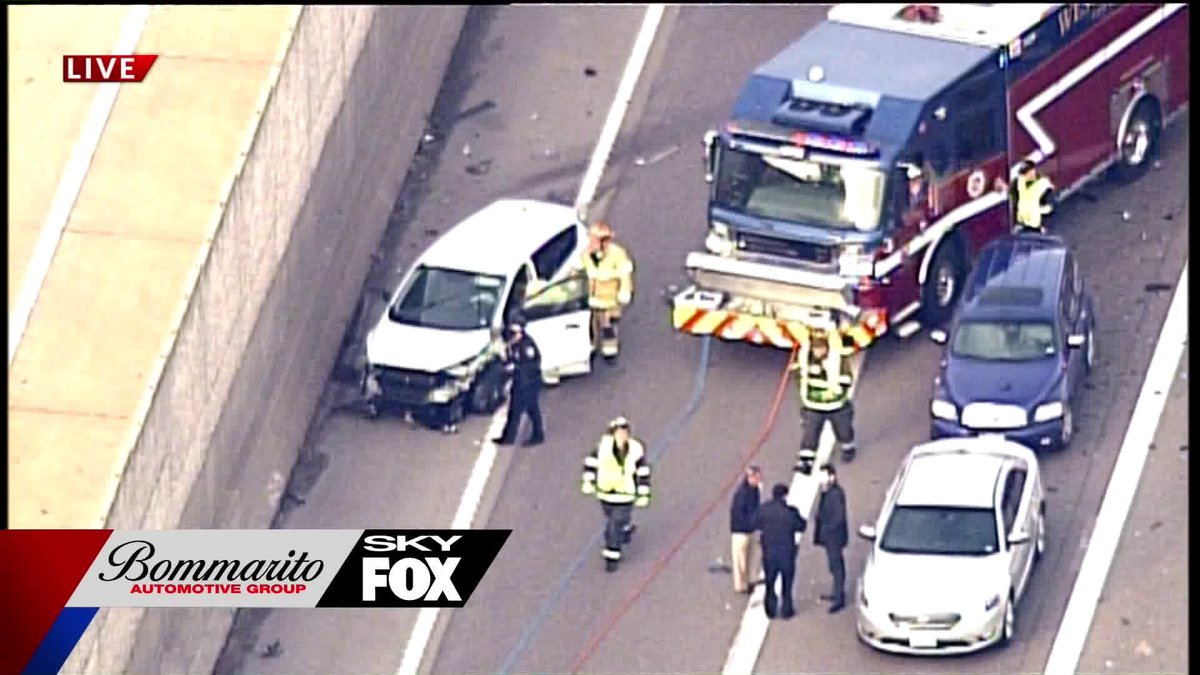 Scene of serious accident 64 EB before 270, only one lane of traffic getting through 