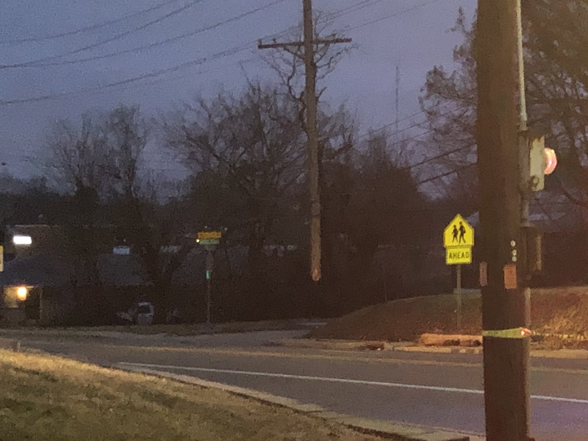 Jennings Station is blocked off at Charlotte Ave. A car took out the pole. it dangling from the wires. 