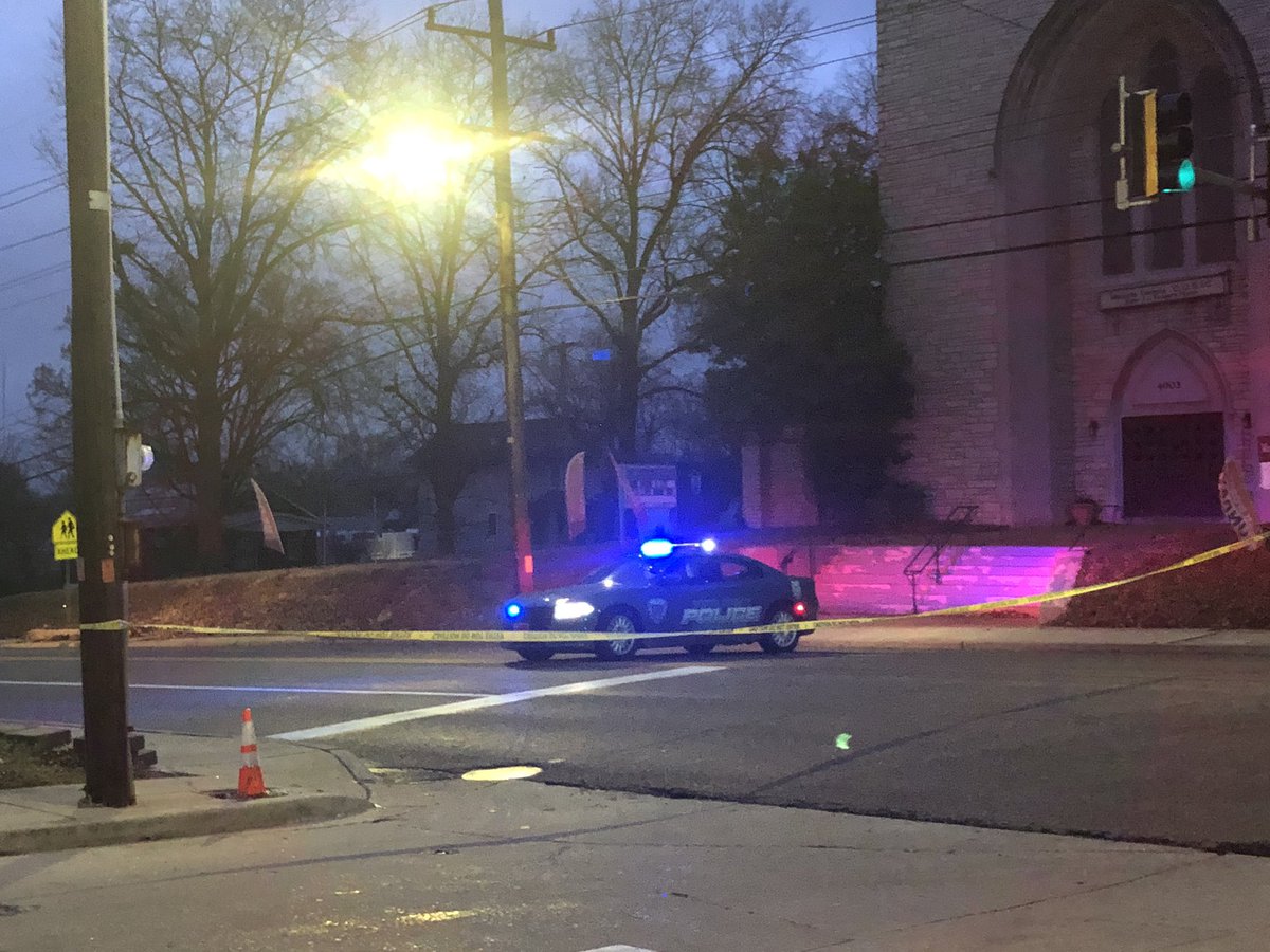 Jennings Station is blocked off at Charlotte Ave. A car took out the pole. it dangling from the wires. 