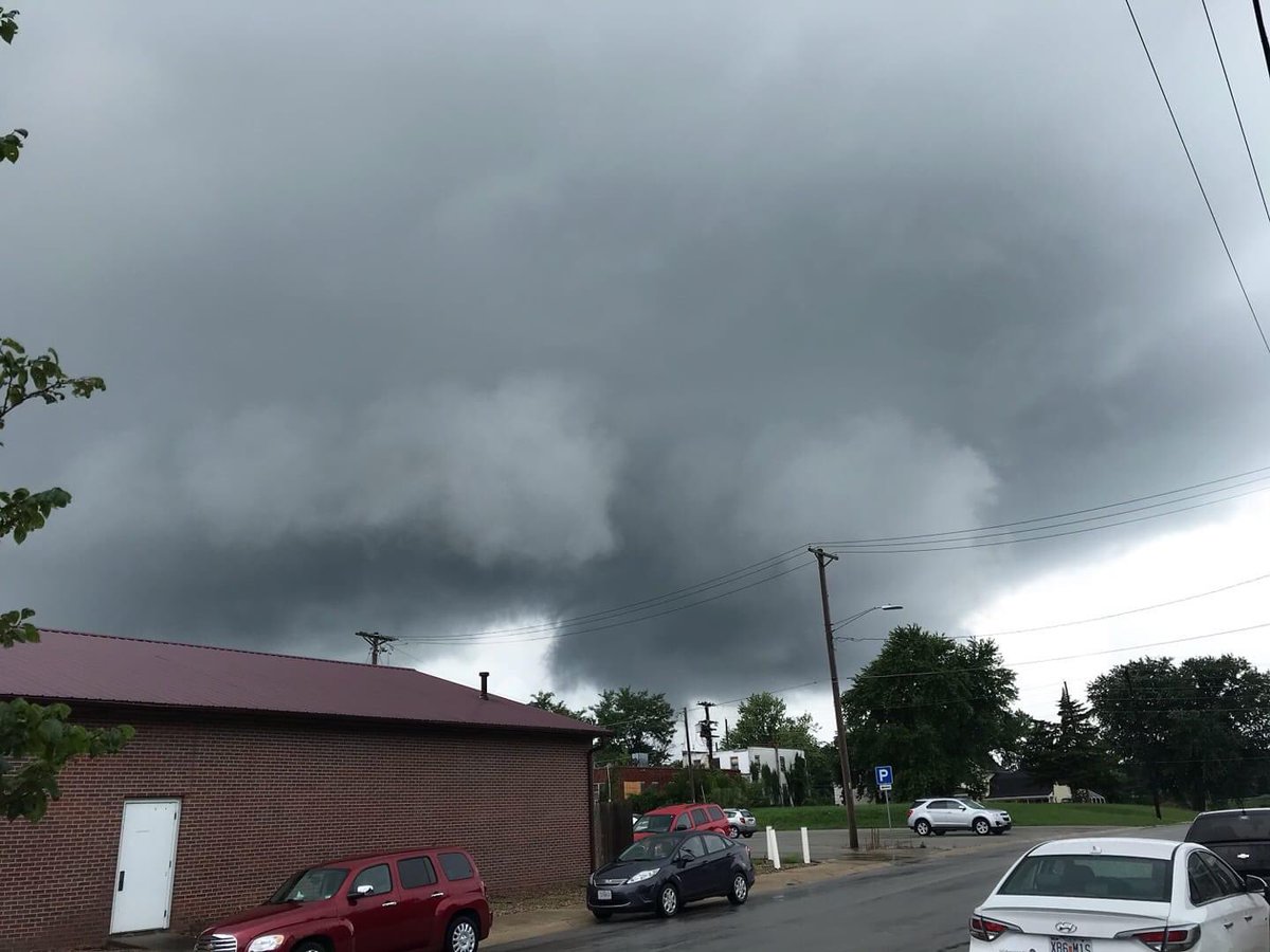 Viewer Alicia Neth shared this pic of the large rotating wall cloud confirmed to have produced a tornado in SmithvilleMO 