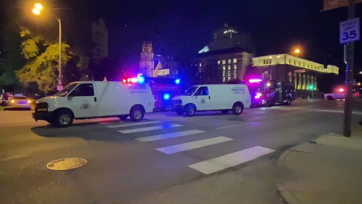 A deceased male victim, shot in the head,  downtown St. Louis