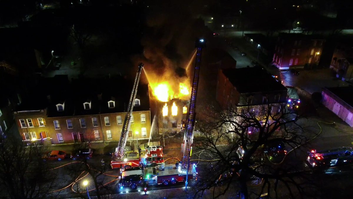 In the air and on the ground. @KMOV brings you multiple angles of this vacant fire in north St. Louis City