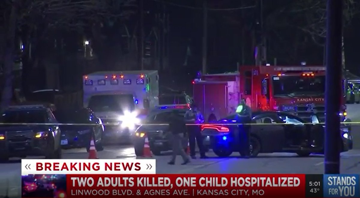 Kansas City triple shooting leaves young child in critical condition, kills 2 adults.