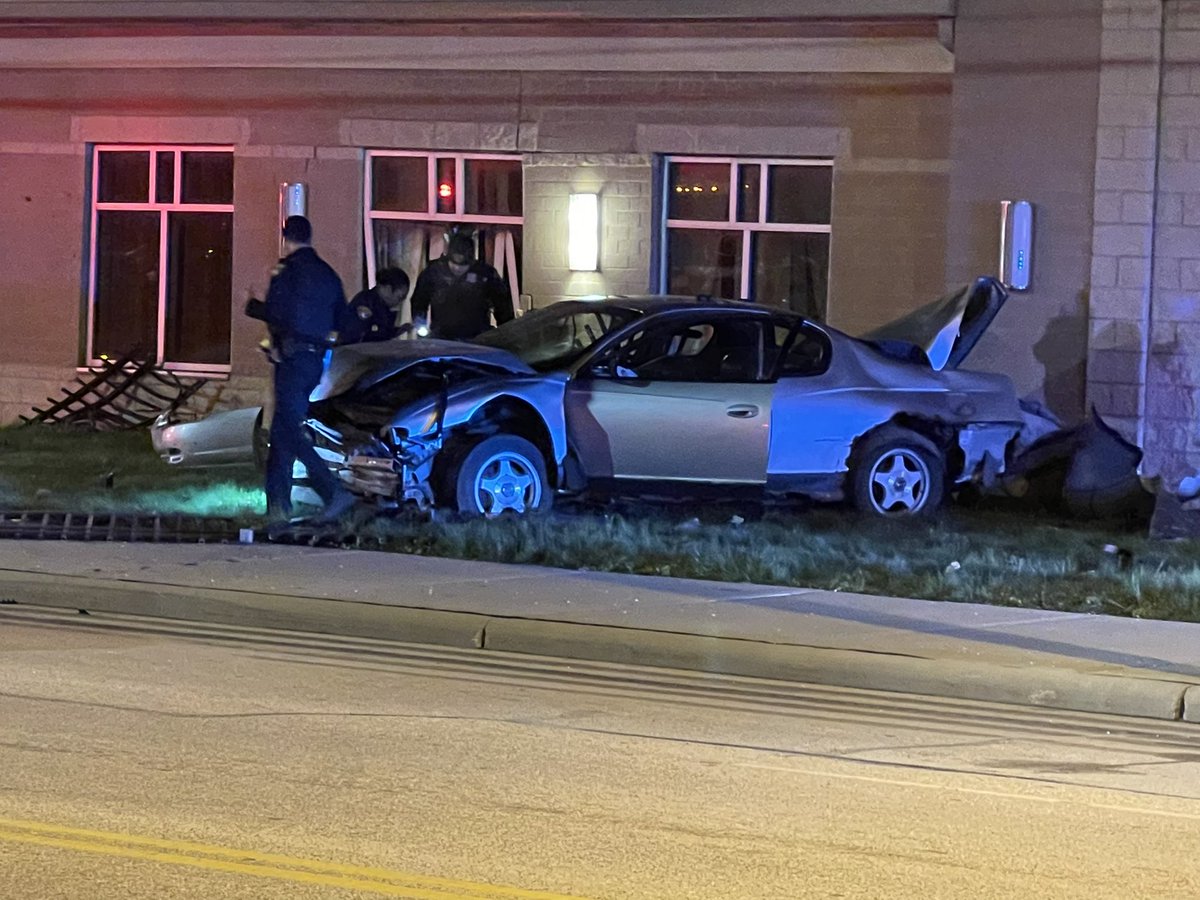 Car going at a high rate of speed lost control going through a construction zone crashed into Wilson United Methodist Church on St Clair. The suspect reportedly fled and is at large. No injuries were reported