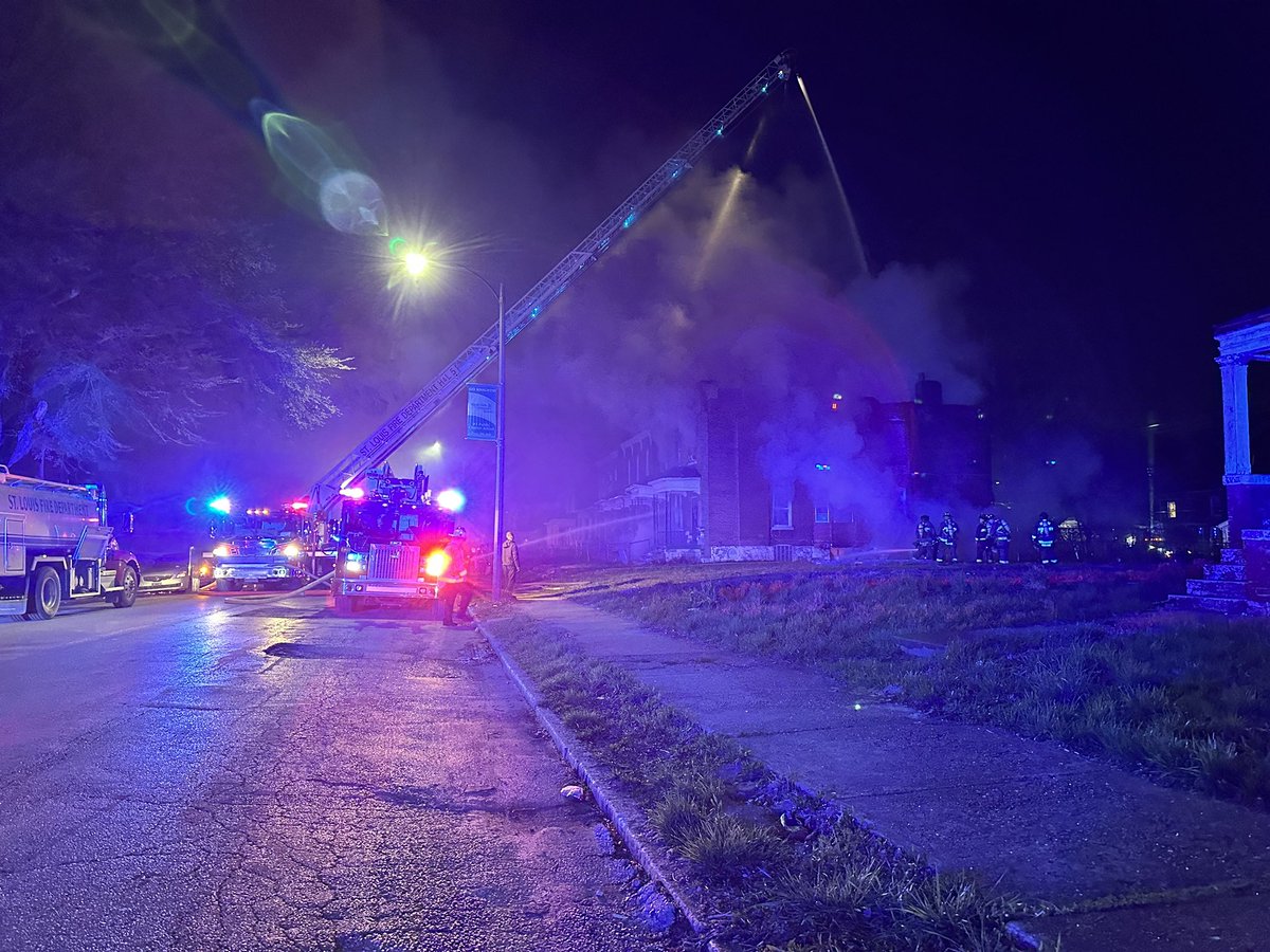 Fire in a two story unoccupied residential building on the 4900 block of St. Louis Ave near Kingshighway. Fire on all floors of the home. St. Louis Fire is working to put it out