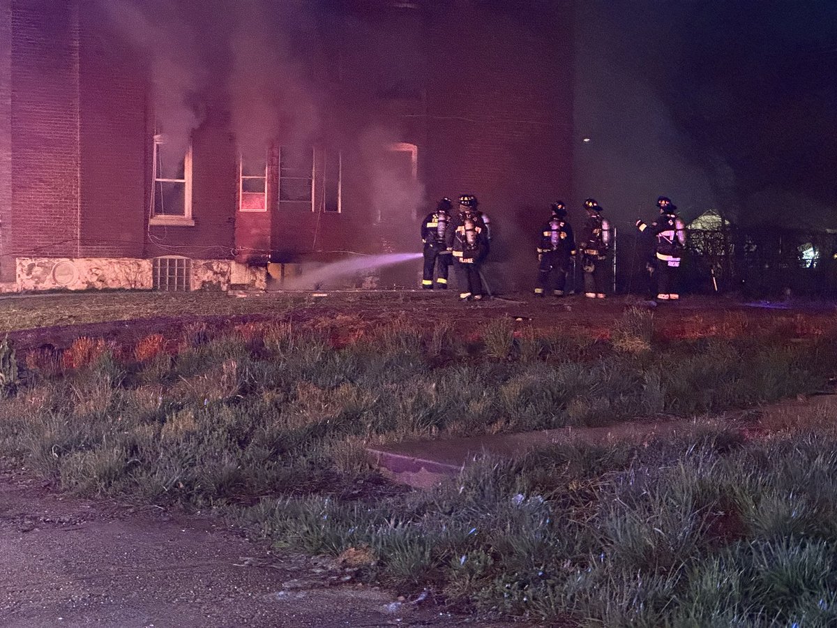 Fire in a two story unoccupied residential building on the 4900 block of St. Louis Ave near Kingshighway. Fire on all floors of the home. St. Louis Fire is working to put it out