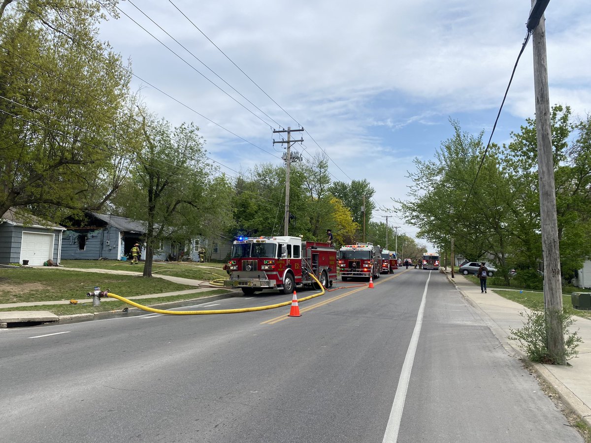 Five fire trucks are responding to a residential house fire on W. Worley Street. No one was home at the time of the fire but four pets were inside. Three escaped on their own but one cat is being treated for injuries. There is no threat to the public