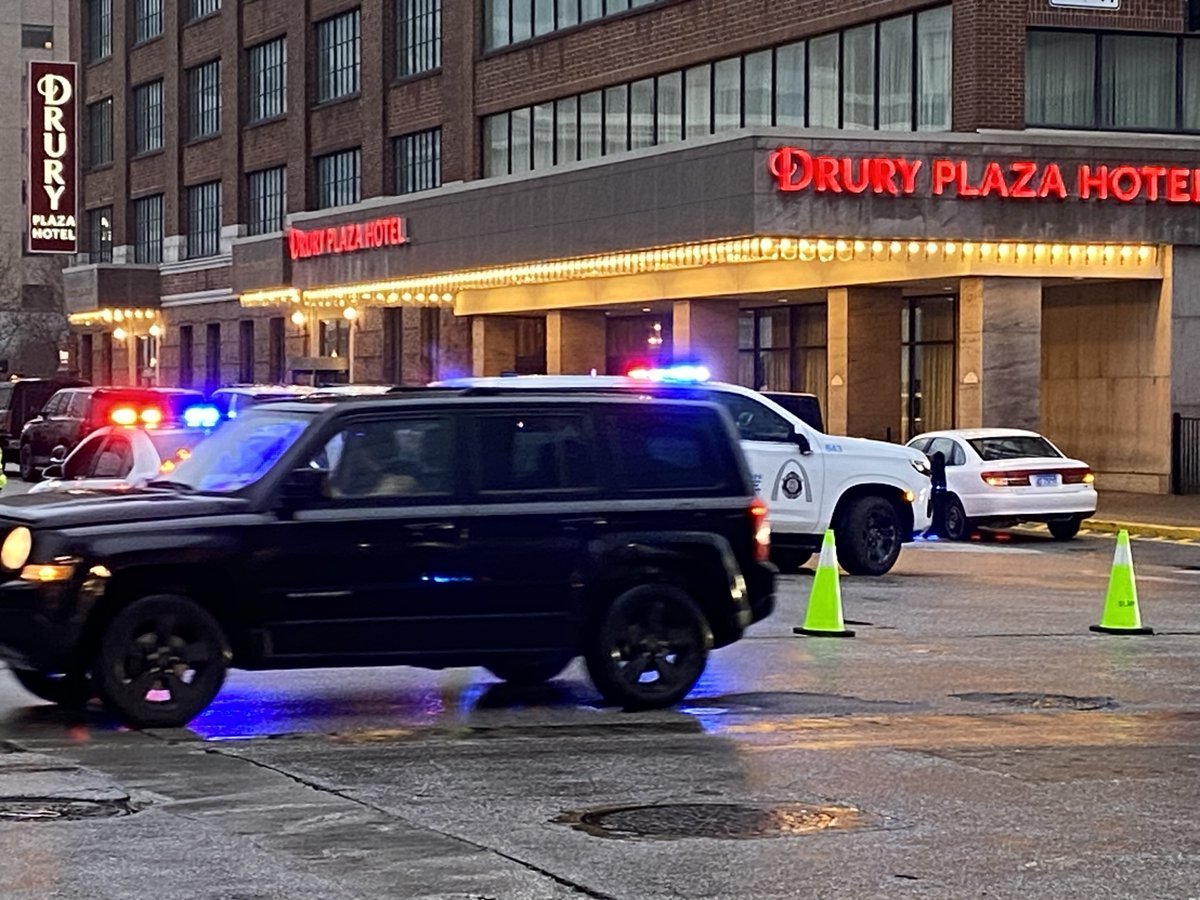There is an ongoing hostage situation in downtown St. Louis. Police are surrounding the Drury Plaza Hotel. Officers say a man is armed inside. The situation also involves a woman and children. Police say the man has PTSD.  