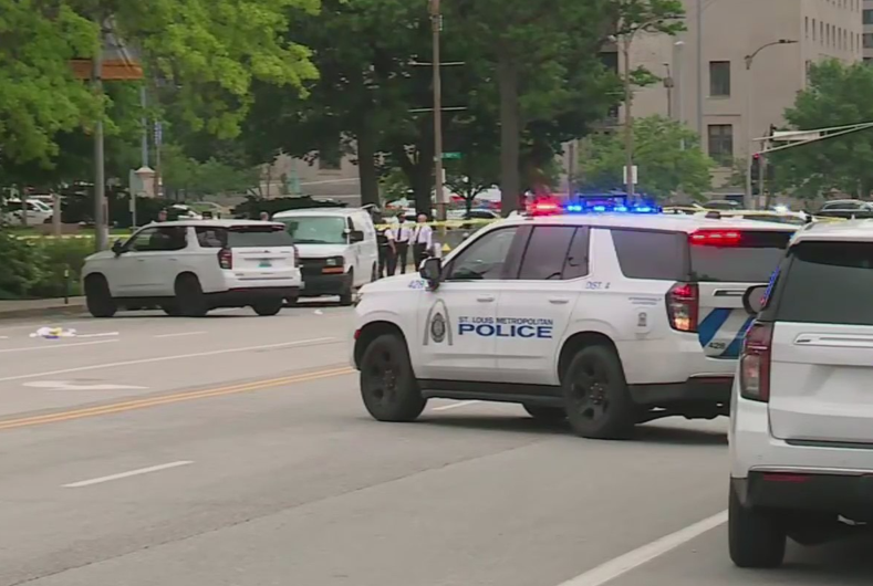 An officer fatally shot a suspect who allegedly opened fire at another person Friday morning near St. Louis City Hall, according to SLMPD