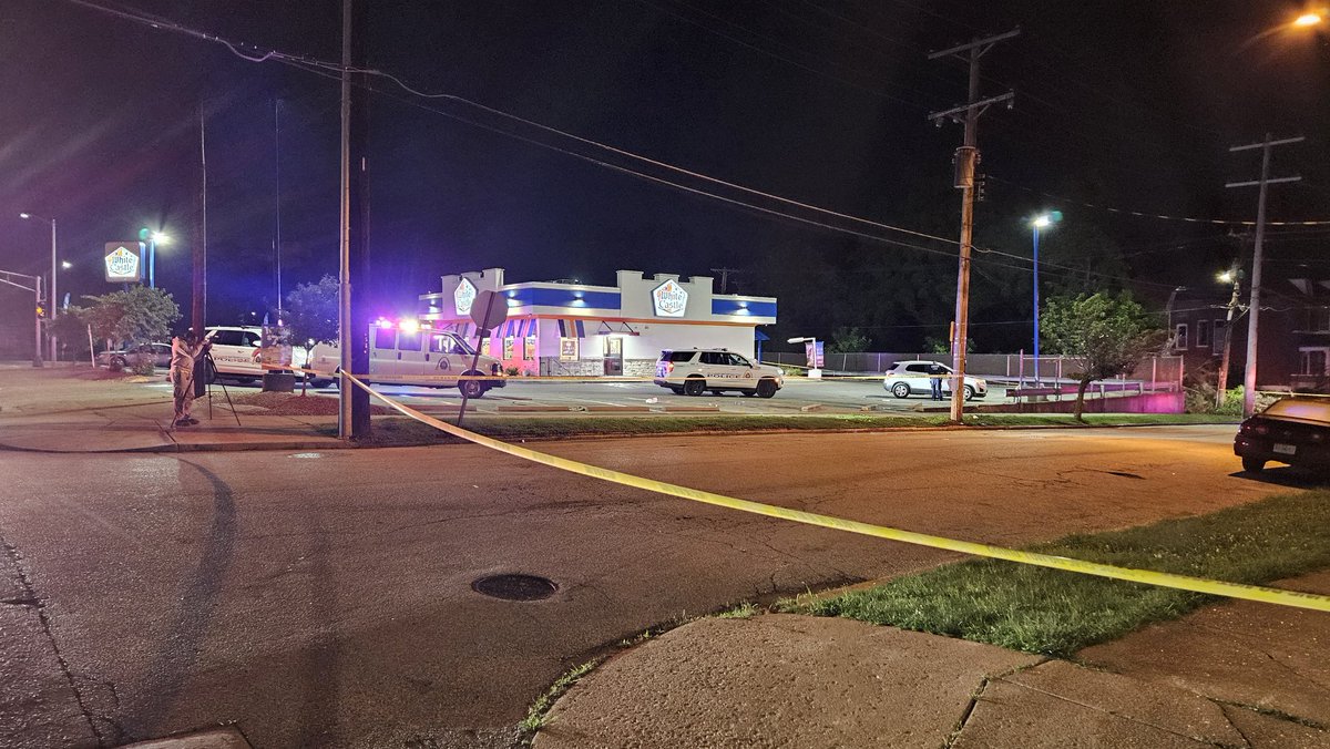 St. Louis MPD investigating a homicide at 20th and  N. Florissant. The victim was shot in a car on the White Castle parking lot