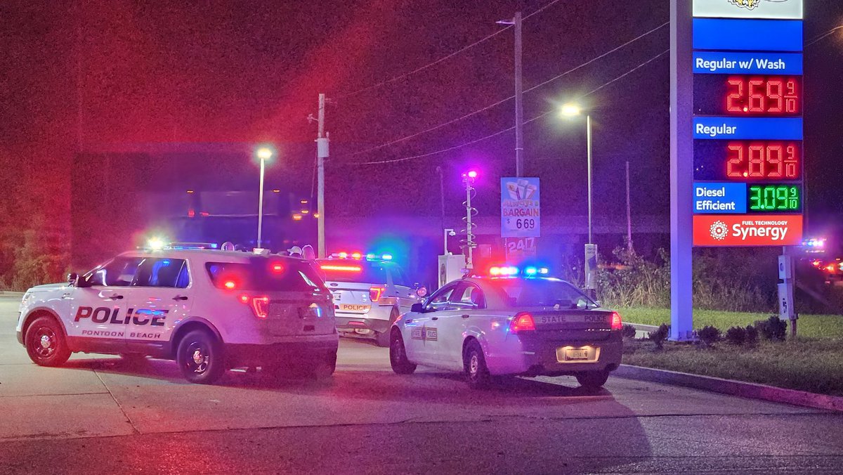 Several Metro East police departments on the scene at the end of a pursuit on Riverview Blvd north of I-270. The chase started in Pontoon Beach, then crossed the Chain of Rocks Bridge into the city of St. Louis