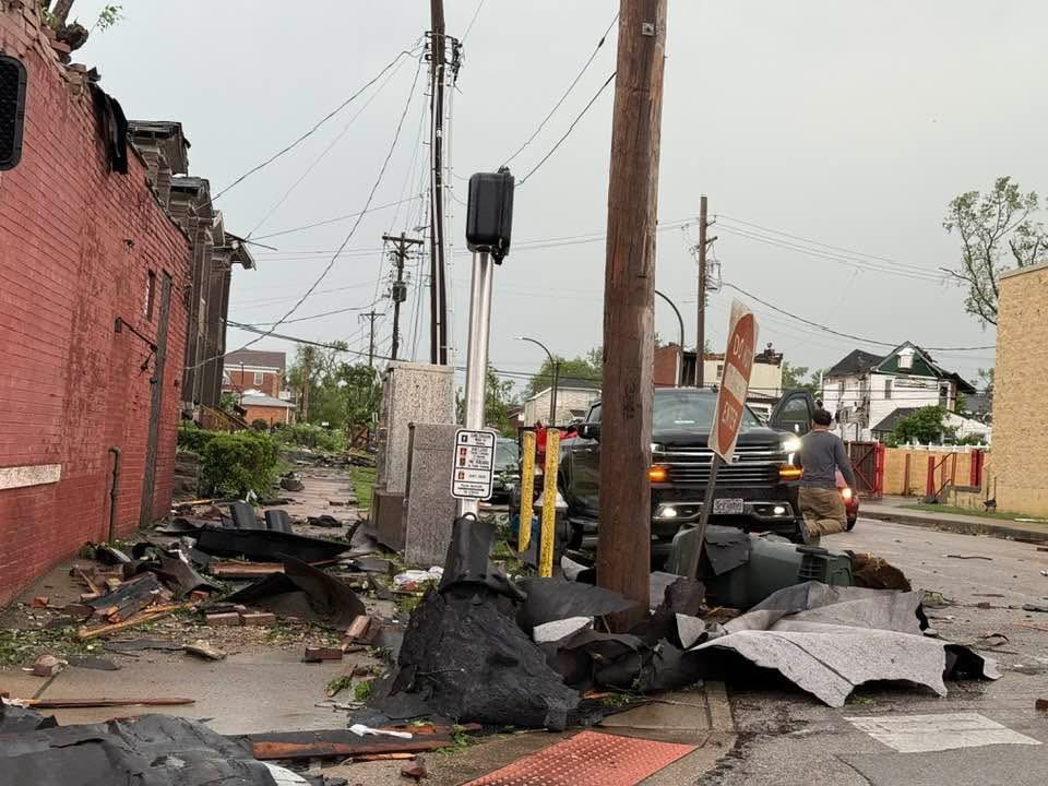 Damage along Natural Bridge Avenue in St. Louis.  