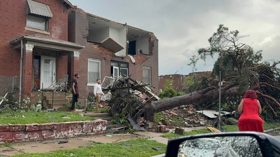 Damage along Natural Bridge Avenue in St. Louis.  