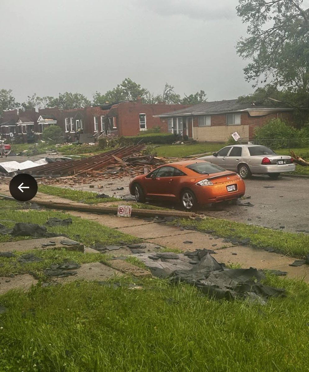 St. Louis where a tornado has hit. St. Louis tornado and severe weather cause power outages in nearly 100,000 buildings plus Some buildings have severe damage. 