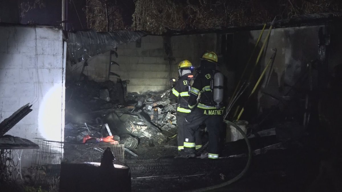 Fire destroys detached garage between Willard and Walnut Grove